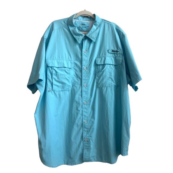 Worldwide Sportsman Other - WorldWide Sportsman Aqua Blue Collar Button Up Fishing Shirt